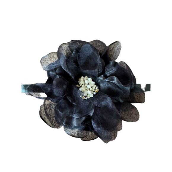 NWT White House Black Market Belt Flower Black Women\'s XS Leather 31.5” Long